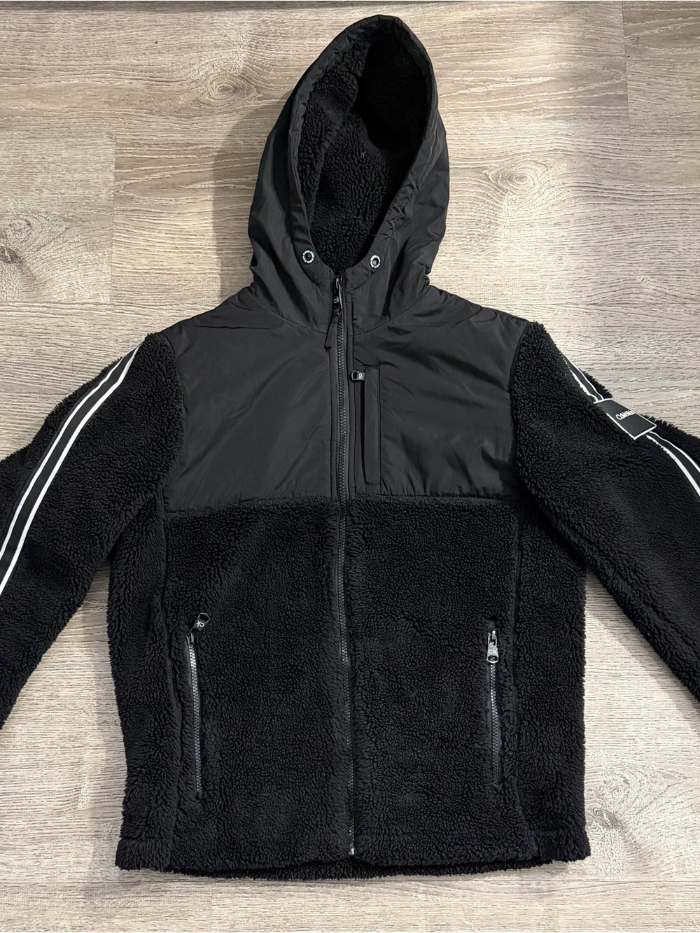Calvin Klein Black Sherpa Zip-Up Hoodie Jacket
